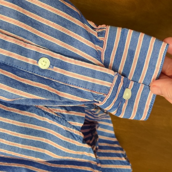 LOFT Red, White And Blue Striped Collared Shirt Size XS - Picture 3 of 6